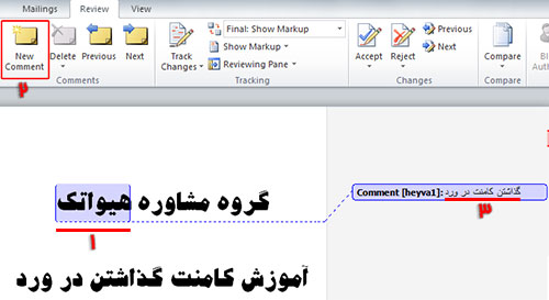 کامنت گذاشتن در ورد