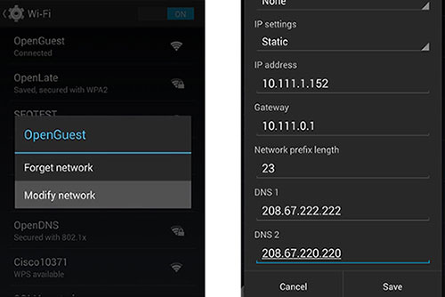 تنظیمات dns در اندروید