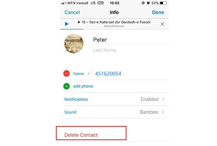 حذف یک مخاطب در تلگرام