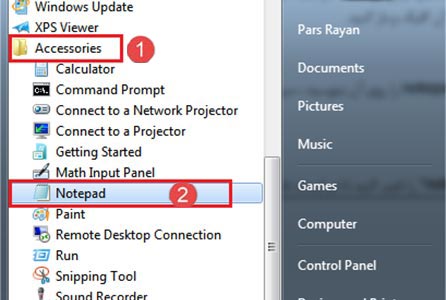 کار با برنامه نوت پد ویندوز
