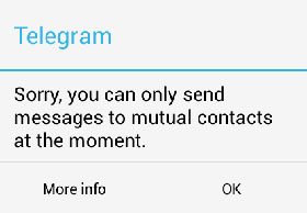 عدم ارسال پیام در تلگرام