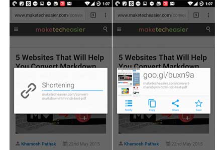 نحوه کوتاه کردن لینک در اندروید