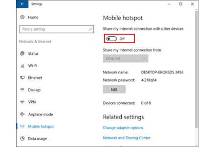 غیر فعال کردن هات اسپات در ویندوز 10