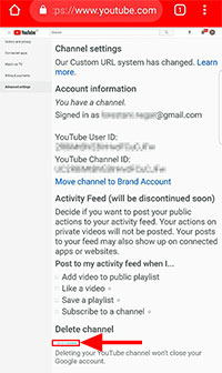  حذف اکانت یوتیوب در اندروید