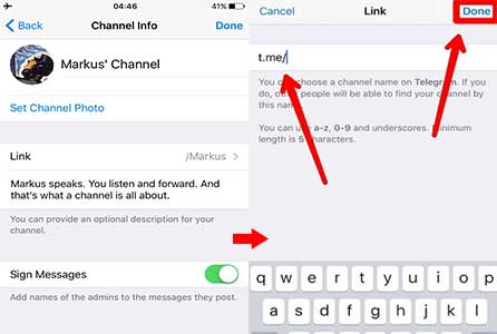 ساخت لینک جوین تلگرام در آیفون