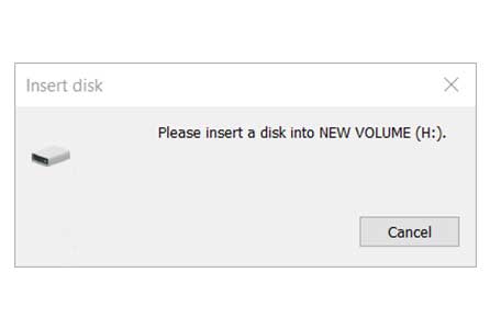 مشکل Please insert a disk into NEW VOLUME در ویندوز