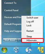 hibernate ویندوز