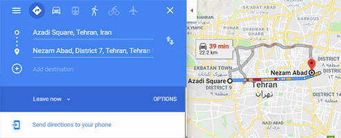 مسیریابی در گوگل مپ