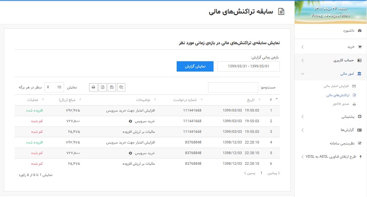 اطلاع از حجم باقیمانده اینترنت مخابرات 